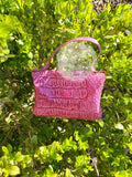 Pink faux crocodile purse