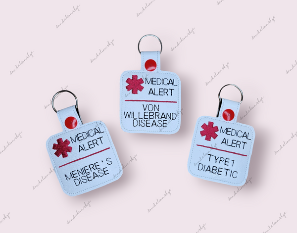 Custom Medical alert keychain (embroidered)